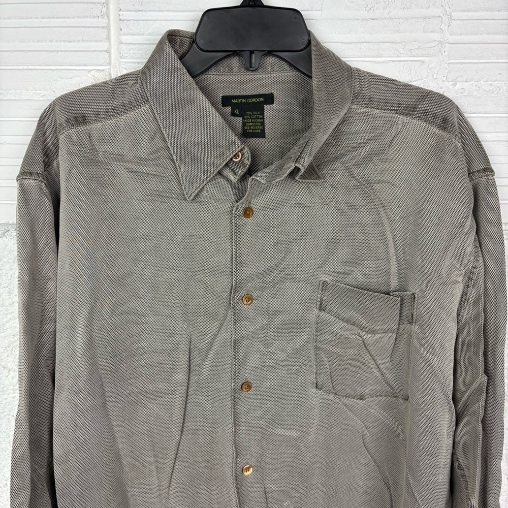 MARTIN GORDON Men's Gray Button-Up cotton silk Shirt size XL - Picture 4 of 7
